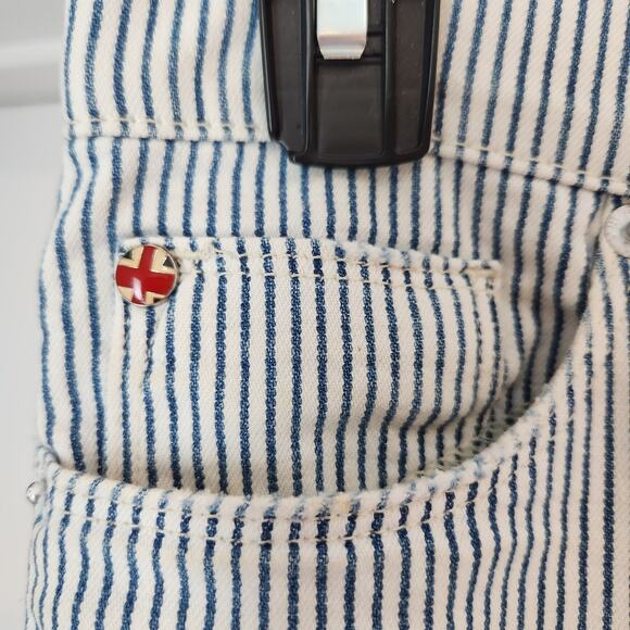 Hudson Jeans Jude Slouch Skinny Crop Distressed Striped Denim Size 25 - Picture 2 of 6